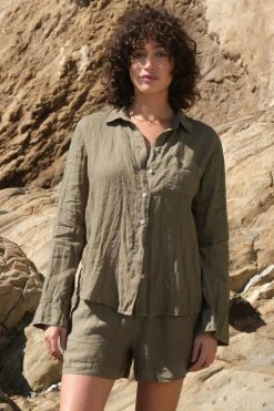 Velvet By Graham & Spencer Womens TAMMY DRAWSTRING LINEN SHORT