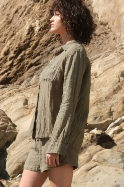 Velvet By Graham & Spencer NATALIA LINEN BUTTON-UP SHIRT