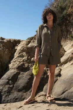 Velvet By Graham & Spencer Womens TAMMY DRAWSTRING LINEN SHORT