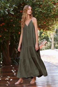 Velvet By Graham & Spencer Womens CLEO LINEN MAXI DRESS 8 Velvet By Graham & Spencer Womens CLEO LINEN MAXI DRESS