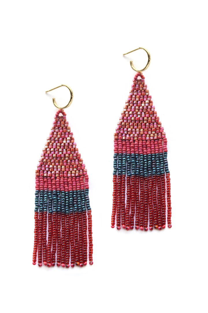 FRANJA BEADED FRINGE EARRINGS BY BLUMA PROJECT Womens 10 FRANJA BEADED FRINGE EARRINGS BY BLUMA PROJECT Womens