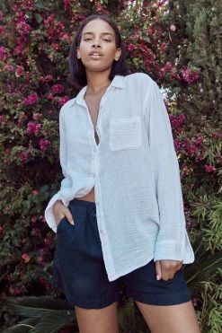 Velvet By Graham & Spencer BAILEY COTTON GAUZE SHIRT Womens 8 Velvet By Graham & Spencer BAILEY COTTON GAUZE SHIRT Womens