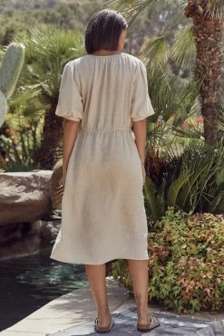 Velvet By Graham & Spencer SUSANNAH PUFF SLEEVE LINEN DRESS 6 Velvet By Graham & Spencer SUSANNAH PUFF SLEEVE LINEN DRESS