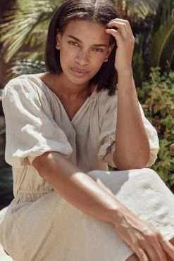 Velvet By Graham & Spencer SUSANNAH PUFF SLEEVE LINEN DRESS 7 Velvet By Graham & Spencer SUSANNAH PUFF SLEEVE LINEN DRESS