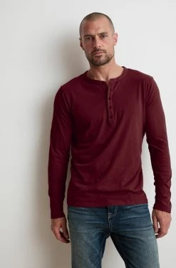Velvet By Graham & Spencer ALVARO COTTON JERSEY HENLEY 40 Velvet By Graham & Spencer ALVARO COTTON JERSEY HENLEY