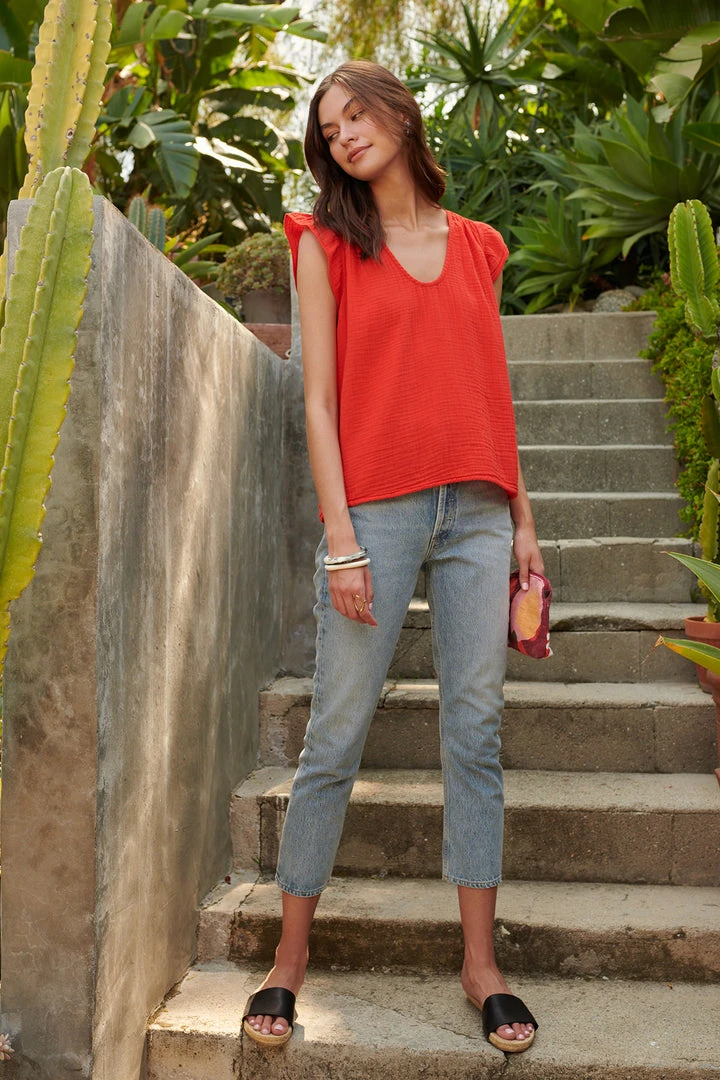 Velvet By Graham & Spencer BREANNA COTTON GAUZE TOP Womens 6 Velvet By Graham & Spencer BREANNA COTTON GAUZE TOP Womens