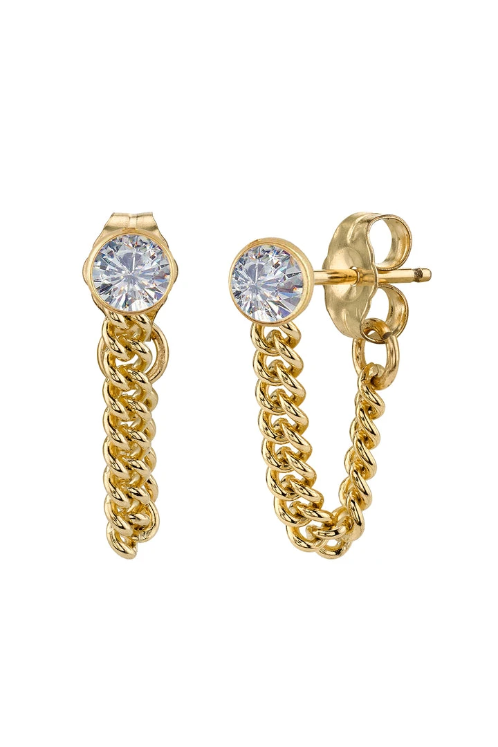 Sloan Studio Accessories CZ BEZEL CHAIN HUGGIES BY SLOAN 1 Sloan Studio Accessories CZ BEZEL CHAIN HUGGIES BY SLOAN