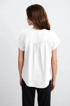 Velvet By Graham & Spencer Womens CARAH COTTON CONTRAST BLOUSE