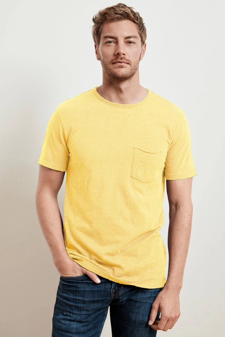 Velvet By Graham & Spencer Mens CHAD RAW EDGE COTTON SLUB POCKET TEE 48 Velvet By Graham & Spencer Mens CHAD RAW EDGE COTTON SLUB POCKET TEE