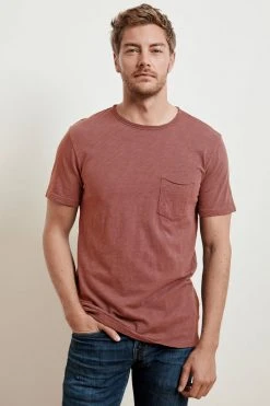 Velvet By Graham & Spencer Mens CHAD RAW EDGE COTTON SLUB POCKET TEE 104 Velvet By Graham & Spencer Mens CHAD RAW EDGE COTTON SLUB POCKET TEE