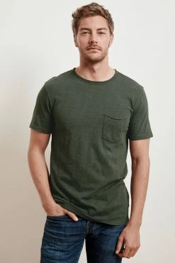Velvet By Graham & Spencer Mens CHAD RAW EDGE COTTON SLUB POCKET TEE 102 Velvet By Graham & Spencer Mens CHAD RAW EDGE COTTON SLUB POCKET TEE