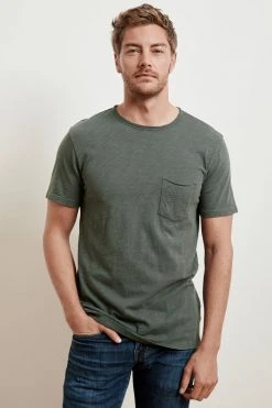 Velvet By Graham & Spencer Mens CHAD RAW EDGE COTTON SLUB POCKET TEE 98 Velvet By Graham & Spencer Mens CHAD RAW EDGE COTTON SLUB POCKET TEE