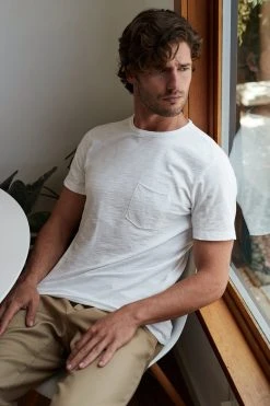 Velvet By Graham & Spencer Mens CHAD RAW EDGE COTTON SLUB POCKET TEE 59 Velvet By Graham & Spencer Mens CHAD RAW EDGE COTTON SLUB POCKET TEE