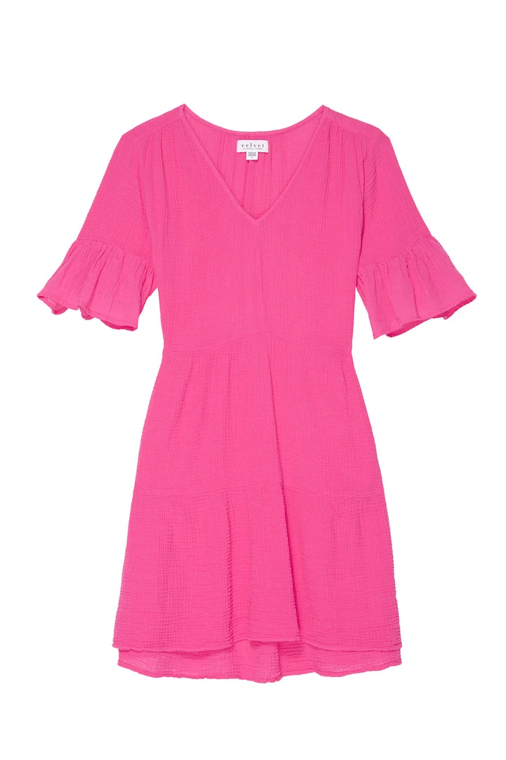 Velvet By Graham & Spencer BRIANNE COTTON GAUZE TIERED DRESS Womens 14 Velvet By Graham & Spencer BRIANNE COTTON GAUZE TIERED DRESS Womens