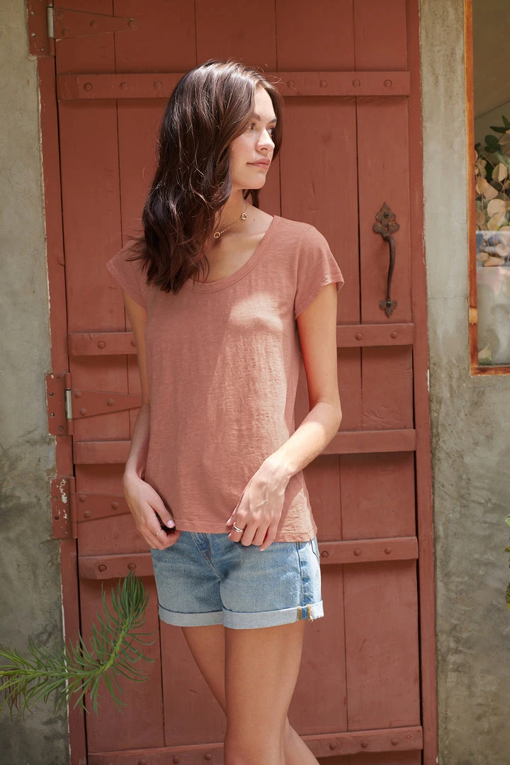 Velvet By Graham & Spencer KIRA ORIGINAL SLUB SCOOP NECK TEE Womens 2 Velvet By Graham & Spencer KIRA ORIGINAL SLUB SCOOP NECK TEE Womens