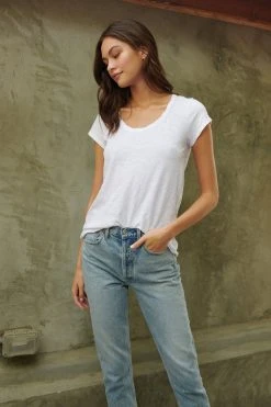 Velvet By Graham & Spencer KIRA ORIGINAL SLUB SCOOP NECK TEE Womens 47 Velvet By Graham & Spencer KIRA ORIGINAL SLUB SCOOP NECK TEE Womens