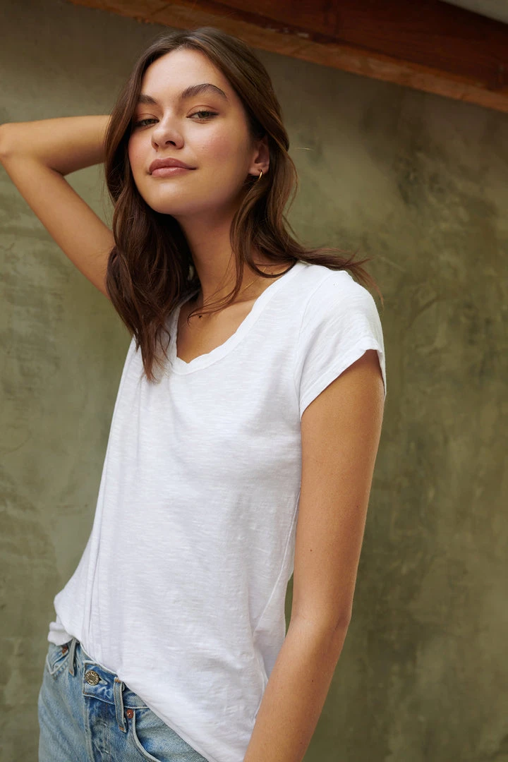 Velvet By Graham & Spencer KIRA ORIGINAL SLUB SCOOP NECK TEE Womens 16 Velvet By Graham & Spencer KIRA ORIGINAL SLUB SCOOP NECK TEE Womens