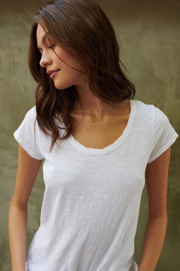 Velvet By Graham & Spencer KIRA ORIGINAL SLUB SCOOP NECK TEE Womens 17 Velvet By Graham & Spencer KIRA ORIGINAL SLUB SCOOP NECK TEE Womens