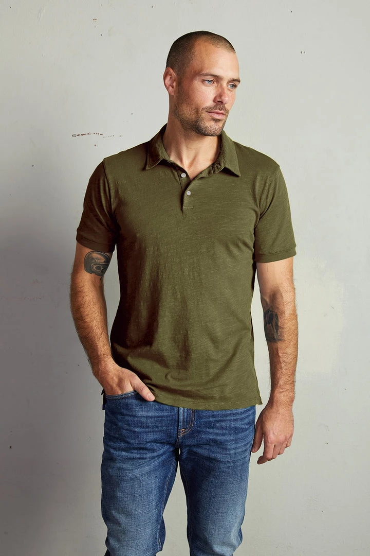 Velvet By Graham & Spencer RANDALL COTTON SLUB POLO Mens 1 Velvet By Graham & Spencer RANDALL COTTON SLUB POLO Mens