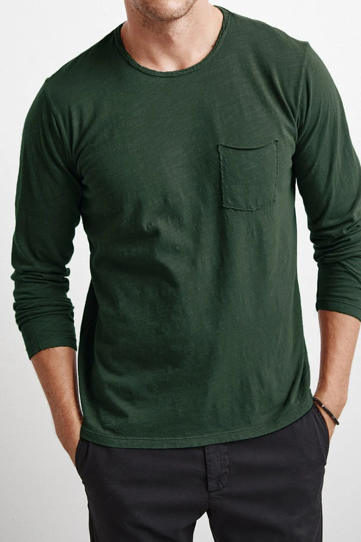 Velvet By Graham & Spencer SIMEON RAW EDGE COTTON SLUB TEE 1 Velvet By Graham & Spencer SIMEON RAW EDGE COTTON SLUB TEE