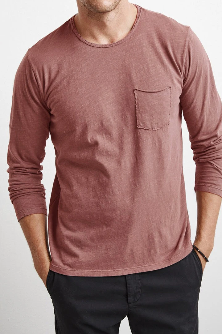 Velvet By Graham & Spencer SIMEON RAW EDGE COTTON SLUB TEE 3 Velvet By Graham & Spencer SIMEON RAW EDGE COTTON SLUB TEE