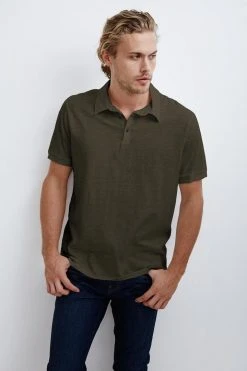 Velvet By Graham & Spencer Mens RANDALL COTTON SLUB POLO 24 Velvet By Graham & Spencer Mens RANDALL COTTON SLUB POLO