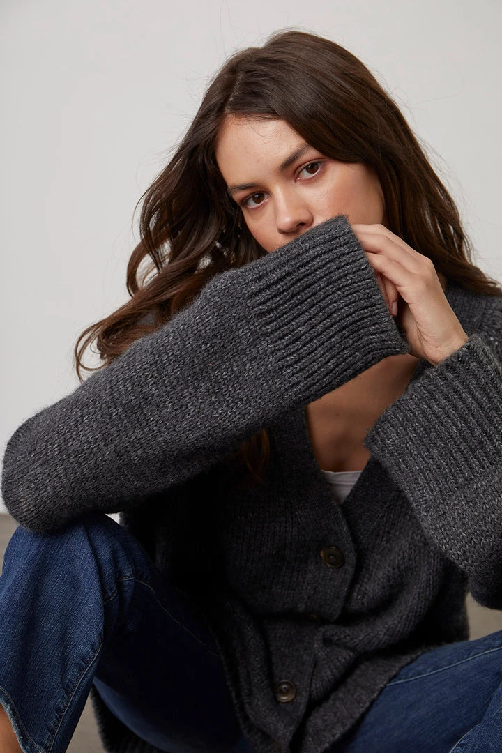 Velvet By Graham & Spencer Womens KIM BUTTON FRONT CARDIGAN 5 Velvet By Graham & Spencer Womens KIM BUTTON FRONT CARDIGAN