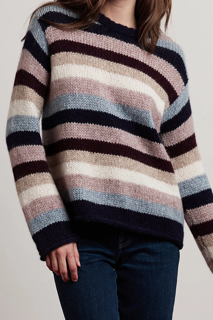 Velvet By Graham & Spencer Womens CALISTA STRIPE BABY ALPACA CREW NECK SWEATER 3 Velvet By Graham & Spencer Womens CALISTA STRIPE BABY ALPACA CREW NECK SWEATER