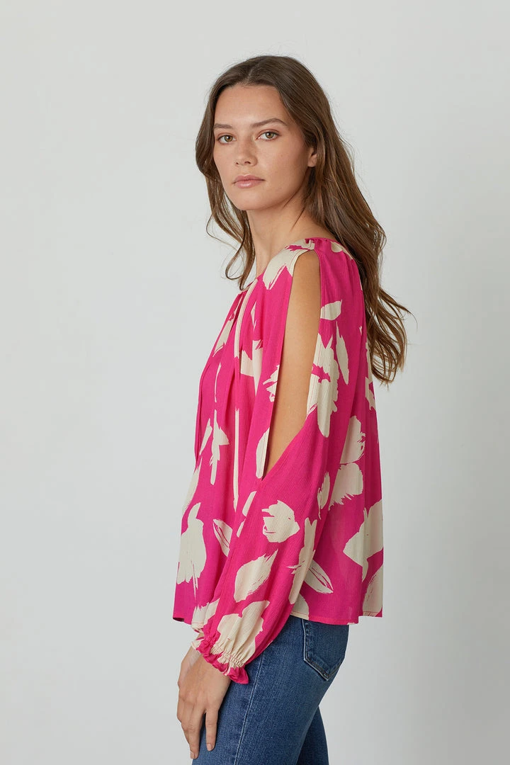Velvet By Graham & Spencer VIKKI PRINTED CUT OUT BLOUSE 3 Velvet By Graham & Spencer VIKKI PRINTED CUT OUT BLOUSE