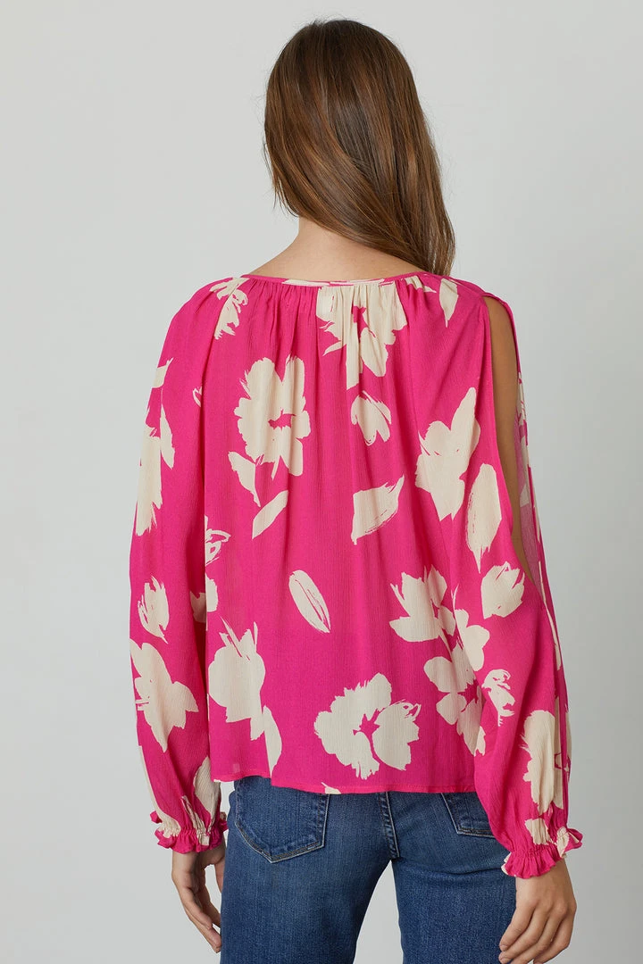 Velvet By Graham & Spencer VIKKI PRINTED CUT OUT BLOUSE 4 Velvet By Graham & Spencer VIKKI PRINTED CUT OUT BLOUSE