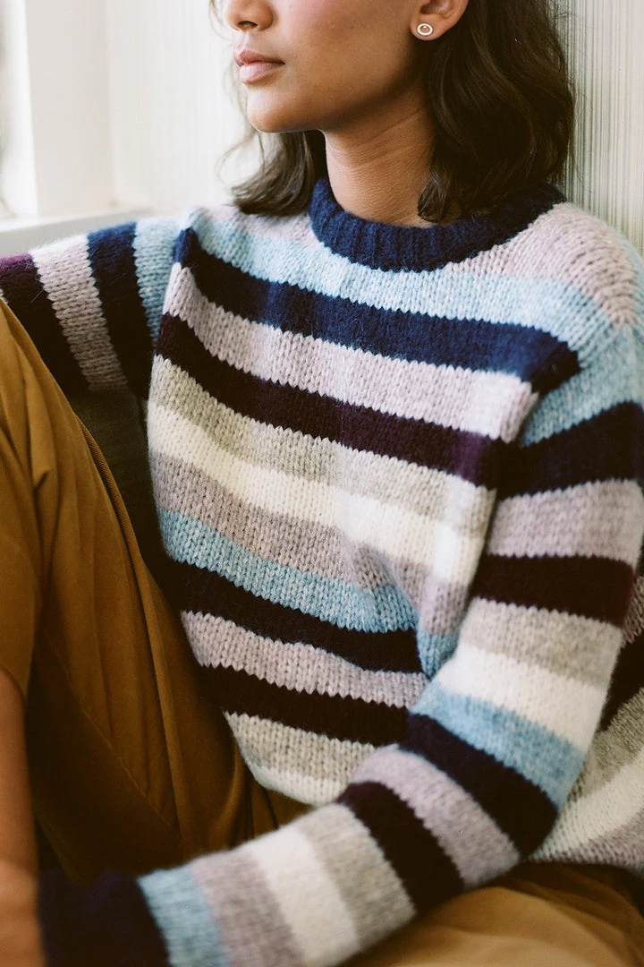 Velvet By Graham & Spencer Womens CALISTA STRIPE BABY ALPACA CREW NECK SWEATER 1 Velvet By Graham & Spencer Womens CALISTA STRIPE BABY ALPACA CREW NECK SWEATER