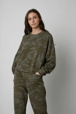 Velvet By Graham & Spencer ANDREA CAMO SWEATSHIRT