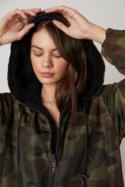 Velvet By Graham & Spencer AUDREE REVERSIBLE CAMO SHERPA JACKET Womens