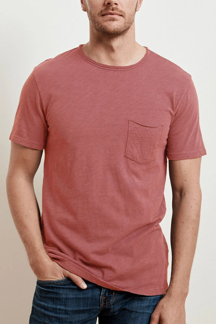 Velvet By Graham & Spencer Mens CHAD RAW EDGE COTTON SLUB POCKET TEE 44 Velvet By Graham & Spencer Mens CHAD RAW EDGE COTTON SLUB POCKET TEE