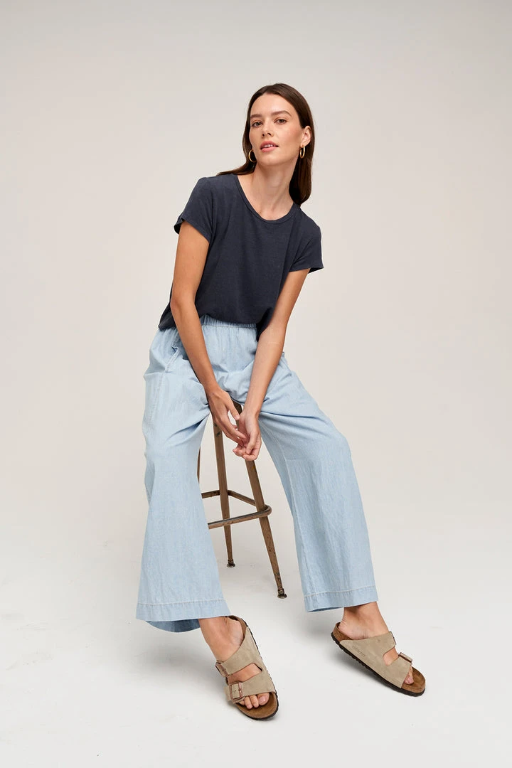 Velvet By Graham & Spencer BROOKLYN CHAMBRAY WIDE LEG PANT Womens 5 Velvet By Graham & Spencer BROOKLYN CHAMBRAY WIDE LEG PANT Womens
