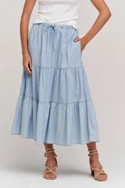 Velvet By Graham & Spencer SIMONE CHAMBRAY TIERED SKIRT