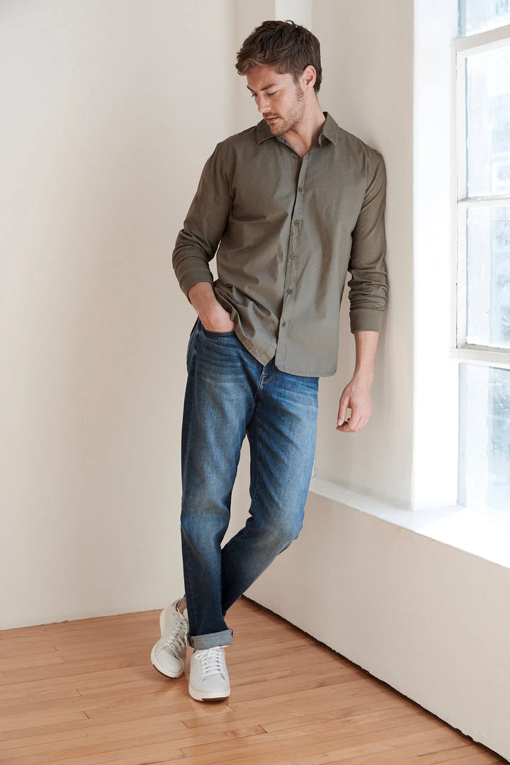 Velvet By Graham & Spencer Mens ARLIE CONTRAST COTTON JERSEY BUTTON-UP SHIRT 5 Velvet By Graham & Spencer Mens ARLIE CONTRAST COTTON JERSEY BUTTON-UP SHIRT