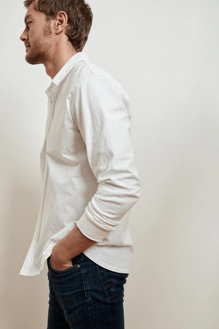 Velvet By Graham & Spencer Mens ARLIE CONTRAST COTTON JERSEY BUTTON-UP SHIRT 4 Velvet By Graham & Spencer Mens ARLIE CONTRAST COTTON JERSEY BUTTON-UP SHIRT