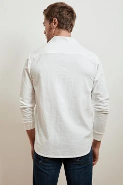 Velvet By Graham & Spencer Mens ARLIE CONTRAST COTTON JERSEY BUTTON-UP SHIRT 10 Velvet By Graham & Spencer Mens ARLIE CONTRAST COTTON JERSEY BUTTON-UP SHIRT