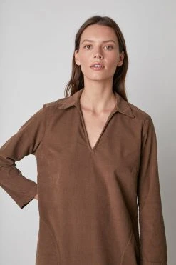 Velvet By Graham & Spencer LANA CORDUROY SHIRT DRESS Womens