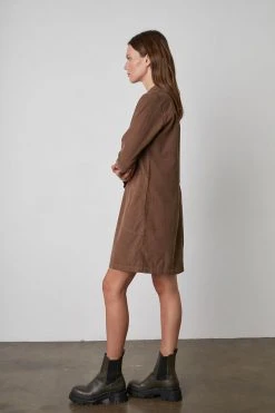 Velvet By Graham & Spencer LANA CORDUROY SHIRT DRESS Womens