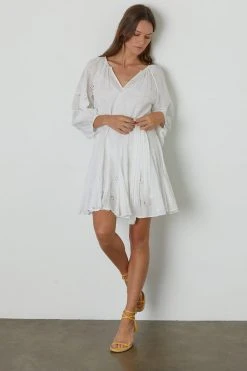 Velvet By Graham & Spencer Womens GRACIE COTTON EYELET DRESS 10 Velvet By Graham & Spencer Womens GRACIE COTTON EYELET DRESS