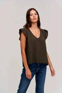 Velvet By Graham & Spencer BREANNA COTTON GAUZE TOP Womens