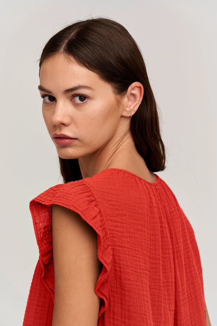 Velvet By Graham & Spencer BREANNA COTTON GAUZE TOP Womens 8 Velvet By Graham & Spencer BREANNA COTTON GAUZE TOP Womens