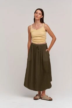 Velvet By Graham & Spencer DANA COTTON GAUZE MIDI SKIRT