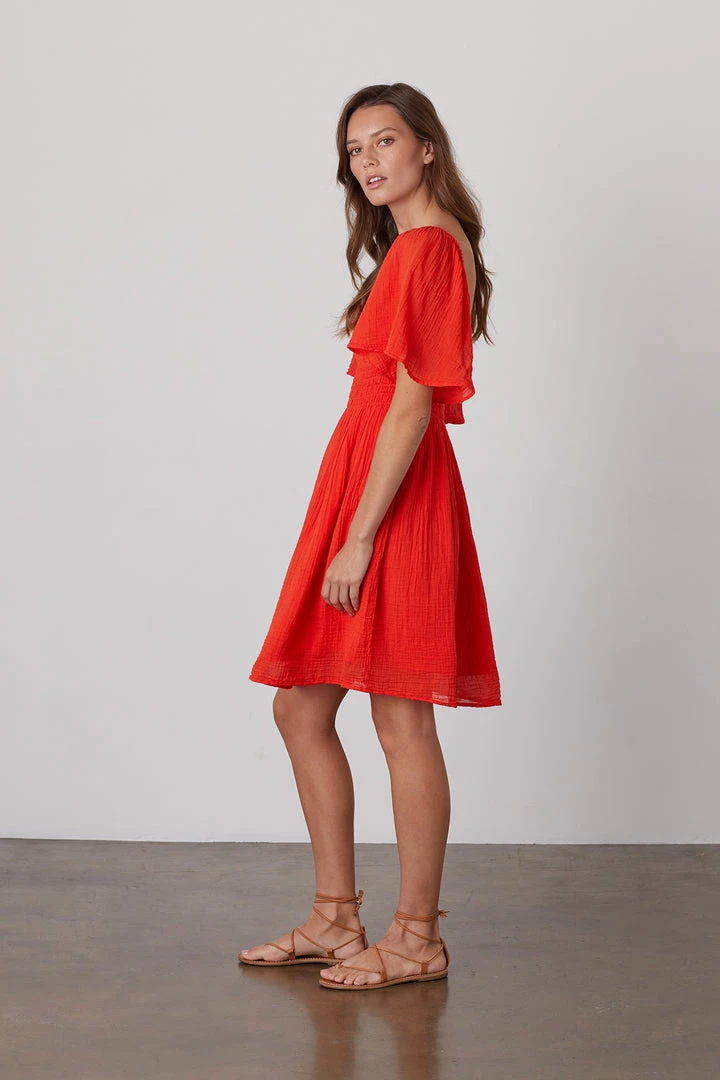 Velvet By Graham & Spencer Womens ESME SMOCKED COTTON GAUZE DRESS 5 Velvet By Graham & Spencer Womens ESME SMOCKED COTTON GAUZE DRESS