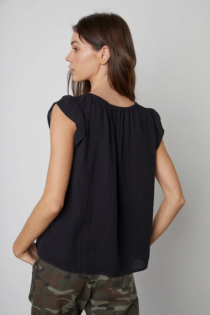 Velvet By Graham & Spencer KAIA COTTON GAUZE BLOUSE 14 Velvet By Graham & Spencer KAIA COTTON GAUZE BLOUSE