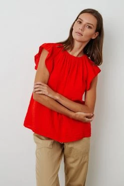 Velvet By Graham & Spencer KAIA COTTON GAUZE BLOUSE 43 Velvet By Graham & Spencer KAIA COTTON GAUZE BLOUSE