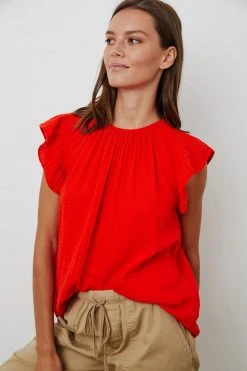 Velvet By Graham & Spencer KAIA COTTON GAUZE BLOUSE 30 Velvet By Graham & Spencer KAIA COTTON GAUZE BLOUSE