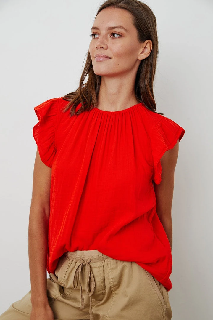 Velvet By Graham & Spencer KAIA COTTON GAUZE BLOUSE 22 Velvet By Graham & Spencer KAIA COTTON GAUZE BLOUSE